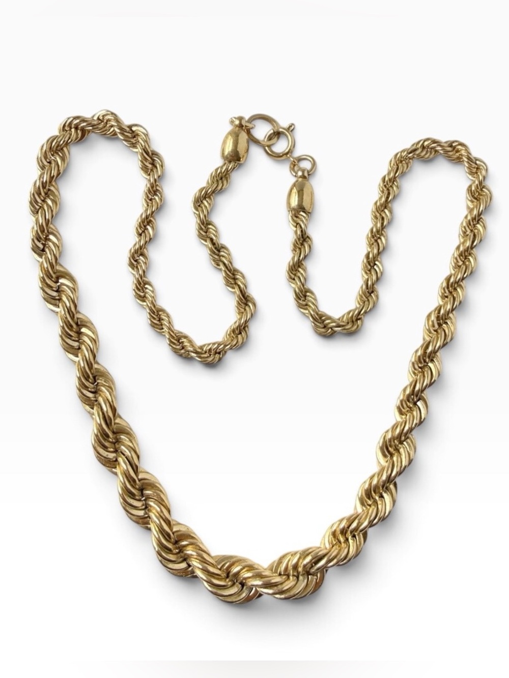 Vintage Graduated Twisted Rope Chain Necklace Goldtone 18” Costume Jewelry